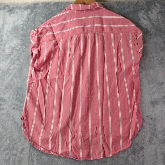 Abercrombie Fitch Womens Button Up Shirt S Pink‎ Striped Tie Front Casual Summer - Picture 8 of 11